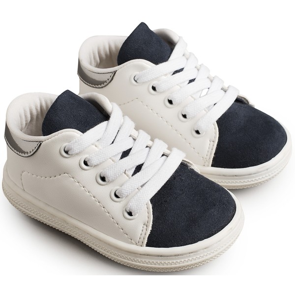 Two-toned Baptismal Lace-up Sneakers Babywalker BS3037 in two shades