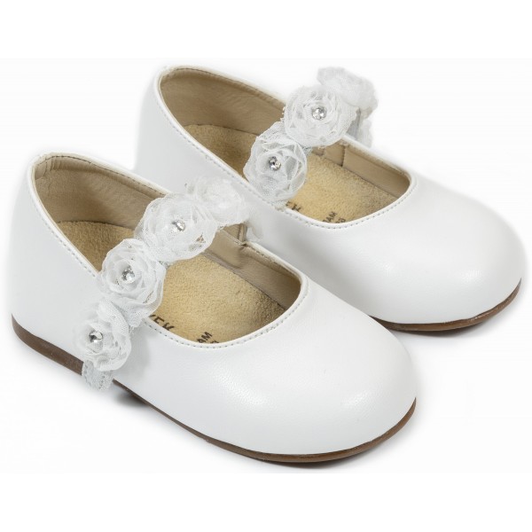Christening Shoe with Flowers Babywalker BS3523 in three shades