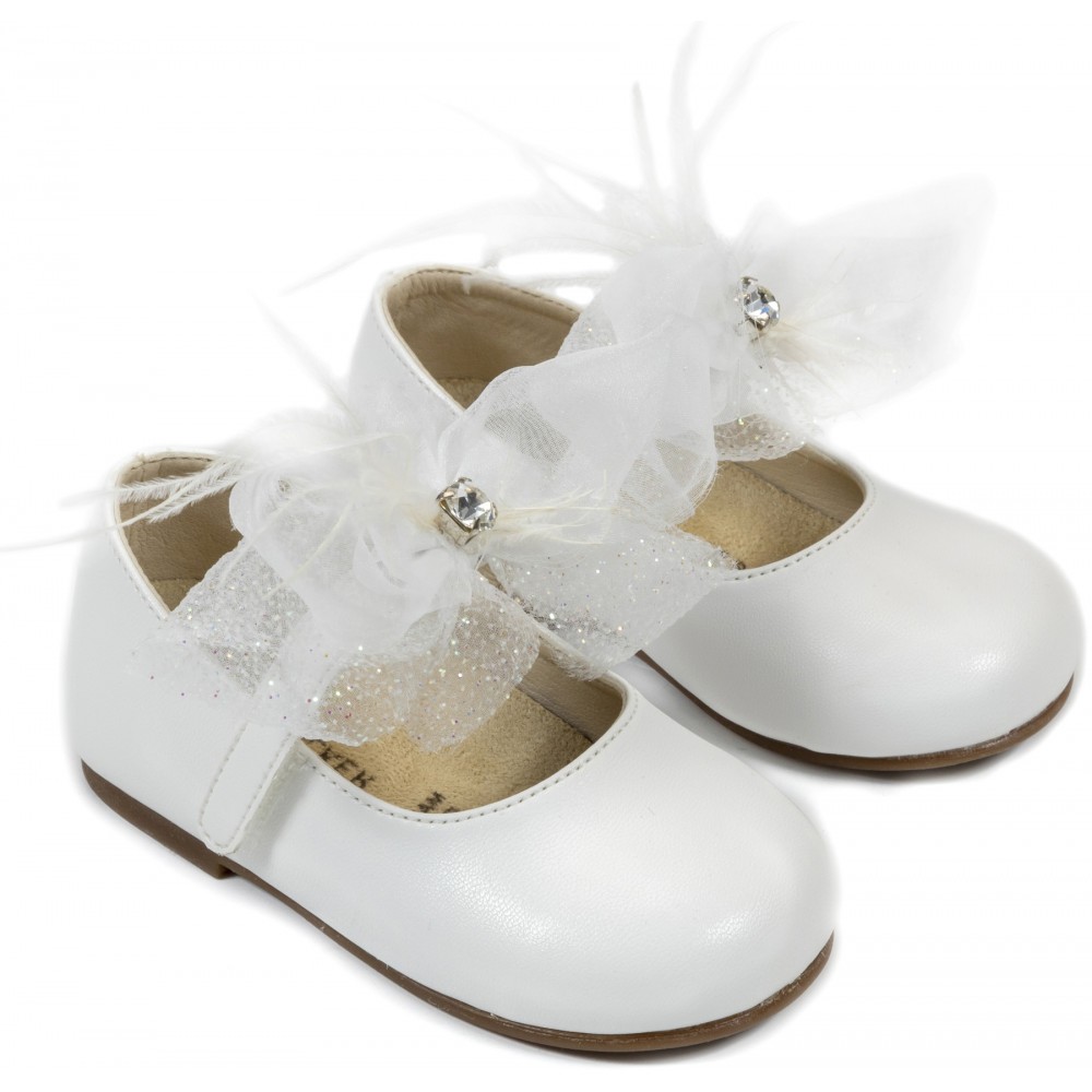 Christening Shoe with Bow Babywalker BS3562 White 