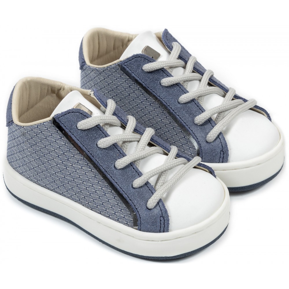 Baptismal Lace up Sneakers Babywalker EXC5199 in Blue Rois