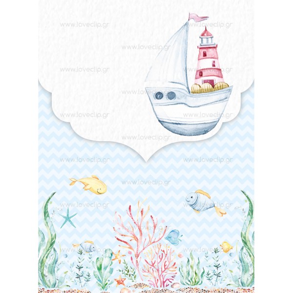 Baptism Invitation for a boy on the subject of LCLB155 Whale