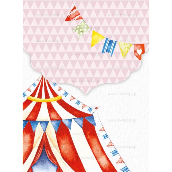 Baptism Invitation for Girl with Circus LCLG158