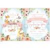 Baptism Invitation for Girls with Forest Animals and LK639 flowers