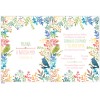 Baptism invitation for girl with colorful flowers and birds LK534