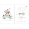 Vintage Baby Girl Baptism Invitation with Flowers in Watering Can LK538