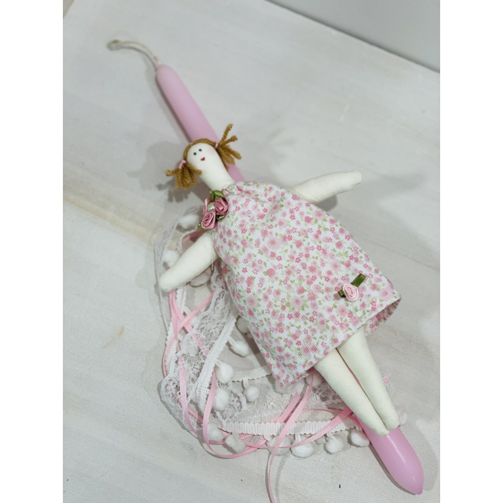 Pink Easter candle with dolls LO01
