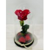 Forever rose heart red in glass bell FR12