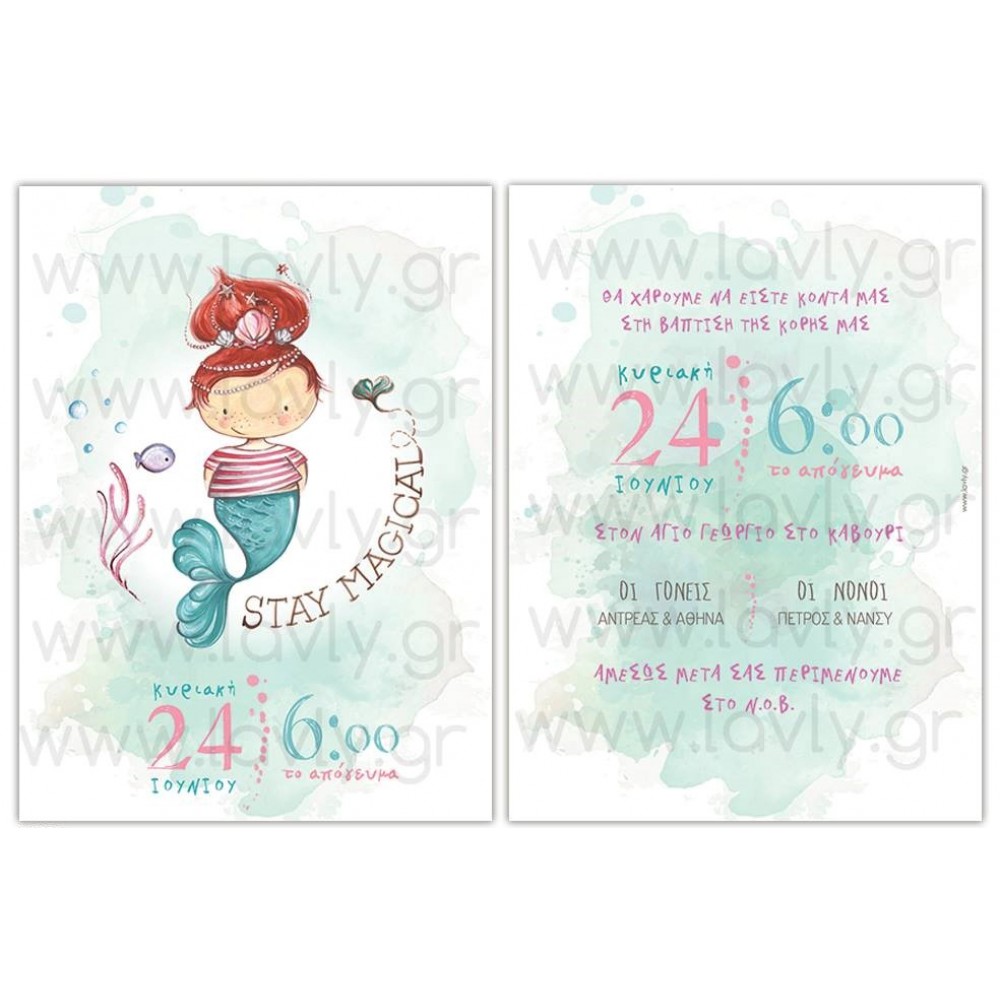 Mermaid themed baby shower invitation for girl LK583