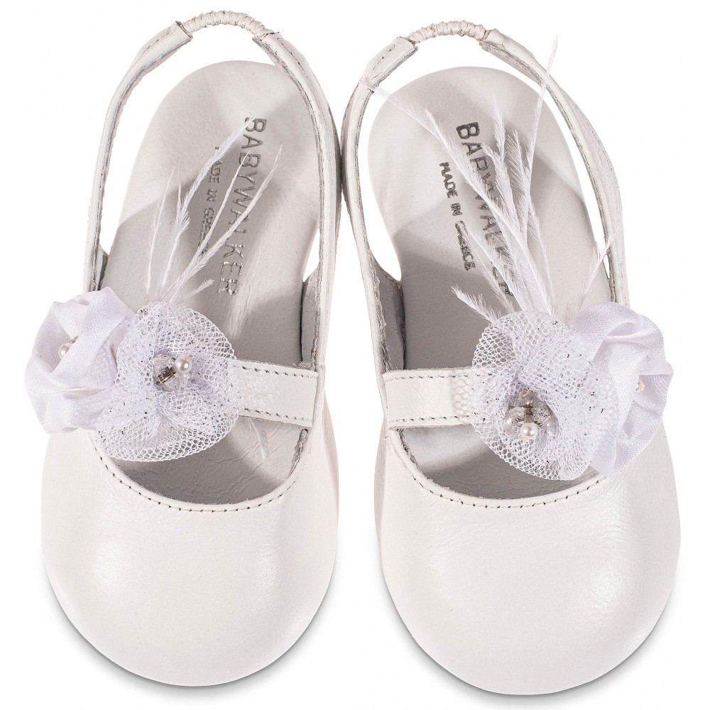 Βαπτιστικό Γαλλικό Σαμπό με Χειροποίητο Διακοσμητικό από Λουλούδια και Πούπουλα σε Τρείς Αποχρώσεις Babywalker BW4826