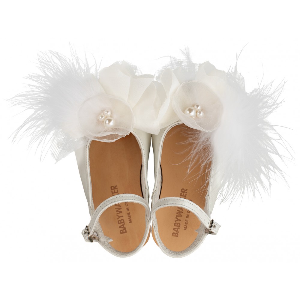 Βαπτιστικό Δερμάτινο Σαμπό με Χειροποίητο Λουλούδι σε Τρείς Αποχρώσεις Babywalker EXC5772